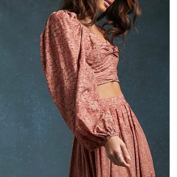 Boho Floral Print Puff sleeve Blouse - Picture 4 of 5